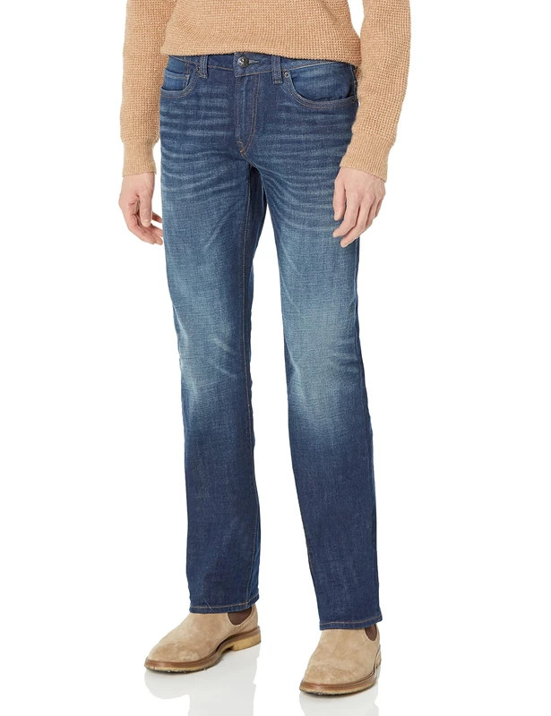 Buffalo David Bitton Men's Relaxed Straight Leg Driven Jean, Dark Blue Sanded Indigo, 32W x 34L