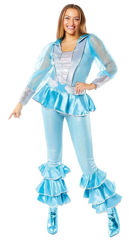 amscan (PKT) (9910562) Adult Ladies Dancing Queen Blue Costume (UK 10-12)