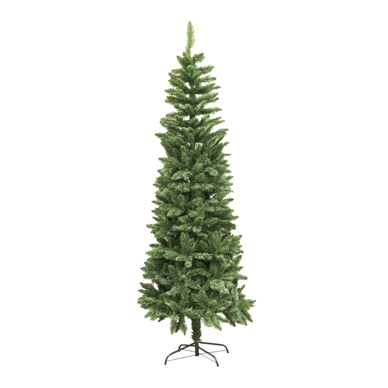 7Ft/2.1mGreen Christmas Tree Slim Tree Pine Narrow Xmas Tree, 680 Pointed Tips, Metal Stand, Holiday Home Decorations - Image 1
