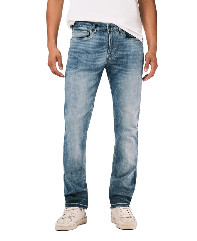 Buffalo David Bitton Men's Slim Ash Jeans, Authentic and Sanded Indigo, 30W x 32L