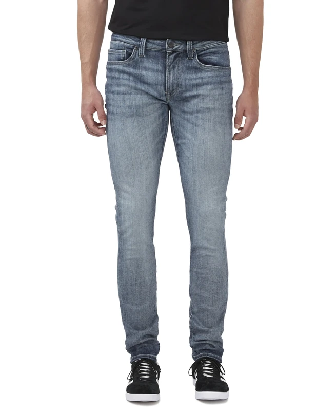 Buffalo David Bitton Men's Skinny Max Jeans, Whiskered and Contrasted Indigo, 33W x 34L