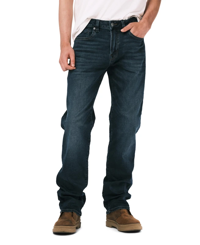 Buffalo David Bitton Men's Relaxed Straight Leg Driven Jean with Stretch Fabric, Crinkled and Sanded Indigo, 31W x 32L