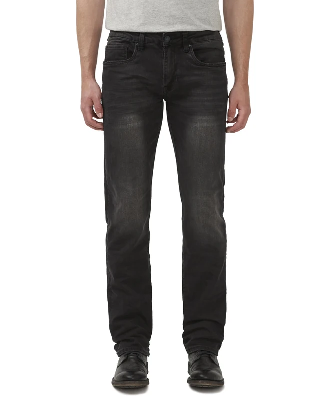 Buffalo David Bitton Men's Straight Six Jeans, Crinkled and Sanded Black, 40W x 32L