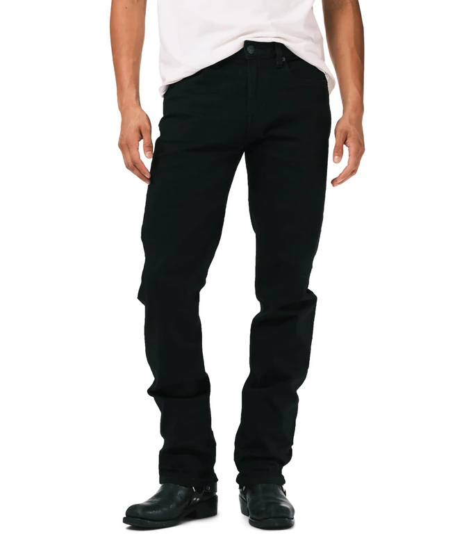 Buffalo David Bitton Men's Straight Six Jeans, Crinkled and Dark Black, 40W x 32L