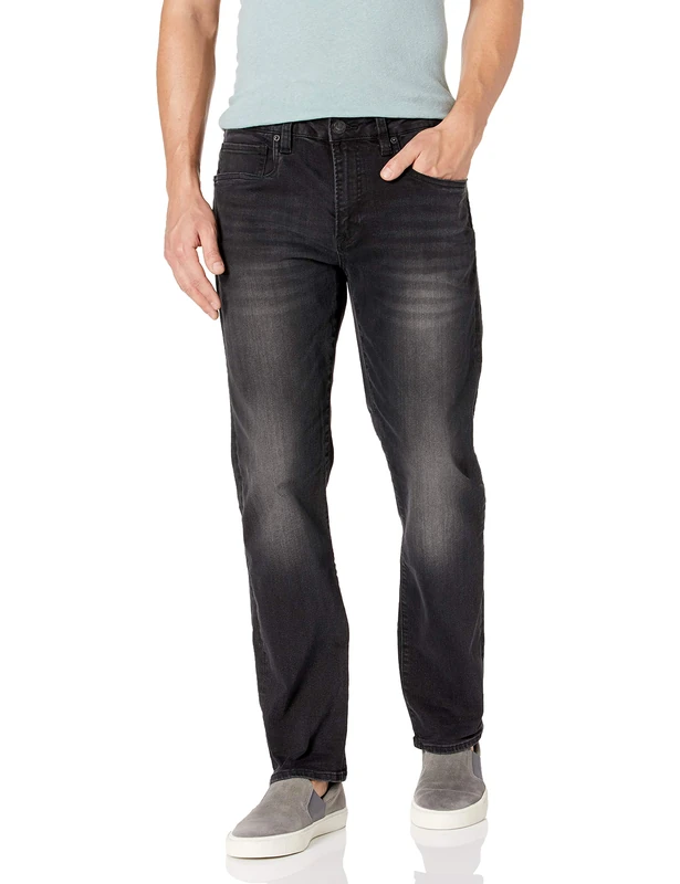 Buffalo David Bitton Men's Slim Ash Jeans, Dark and Sanded Black, 44W x 30L