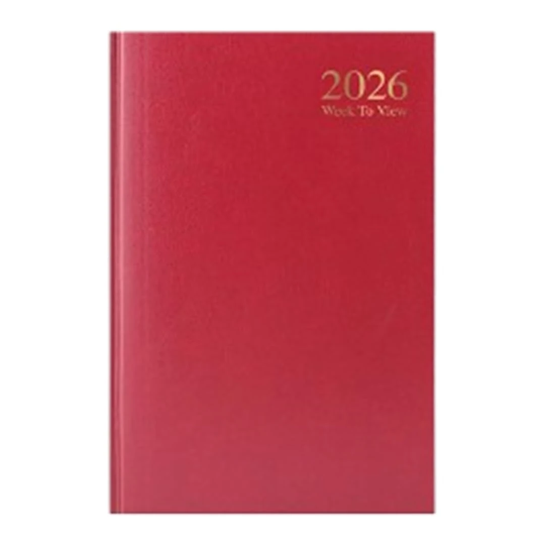 1ABOVE A4 Week to View 2026 Diary | Hardback Casebound Planner | 60gsm Paper | Professional Diary for Home, Office & School Use (RED)
