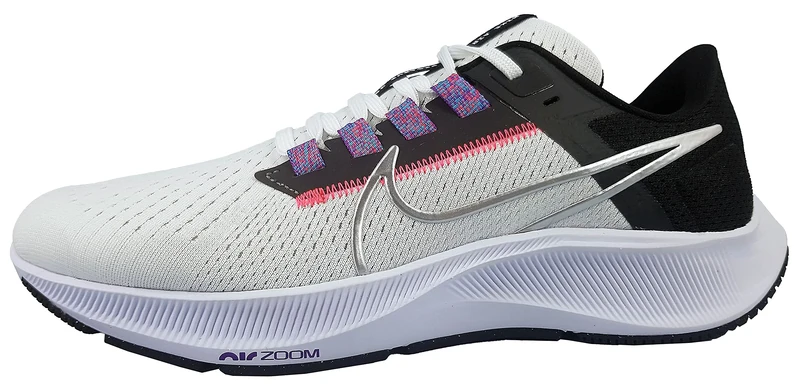 NIKE Women's Air Zoom Pegasus 38 Running Shoe, White MTLC Silver Black Flash Crimson Anthracite Wild Berry, 5.5 UK