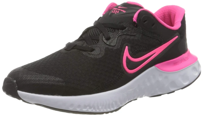 Nike Renew Run 2 (GS), Unisex-Kids Running Shoes, Black Hyper Pink Dk Smoke Grey, 4 UK
