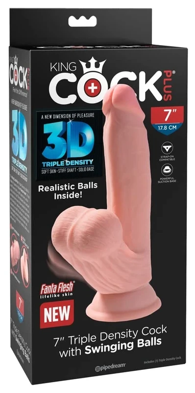 King Cock 7" Triple Density Cock with Swinging Balls Light 7 Inch