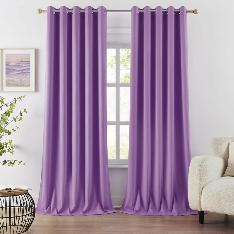 DUALIFE Blackout Curtains, Thermal Insulated Energy Efficient Grommet Top Solid Blackout Curtains for Living Room/Bedroom, W108 x L60