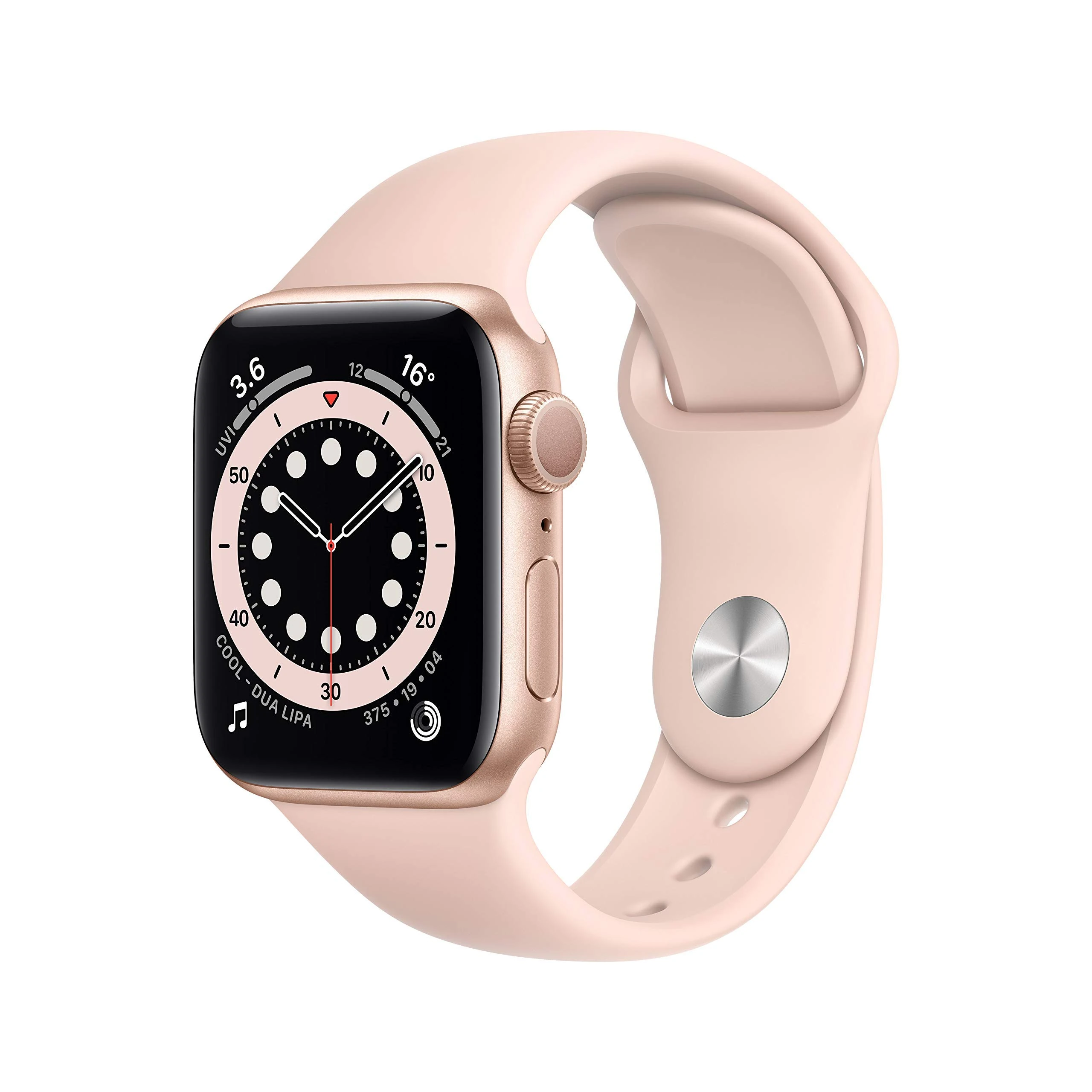 Apple Watch Series 6 (GPS, 40mm) Gold Aluminium Case with Pink Sand Sport Band (Renewed)