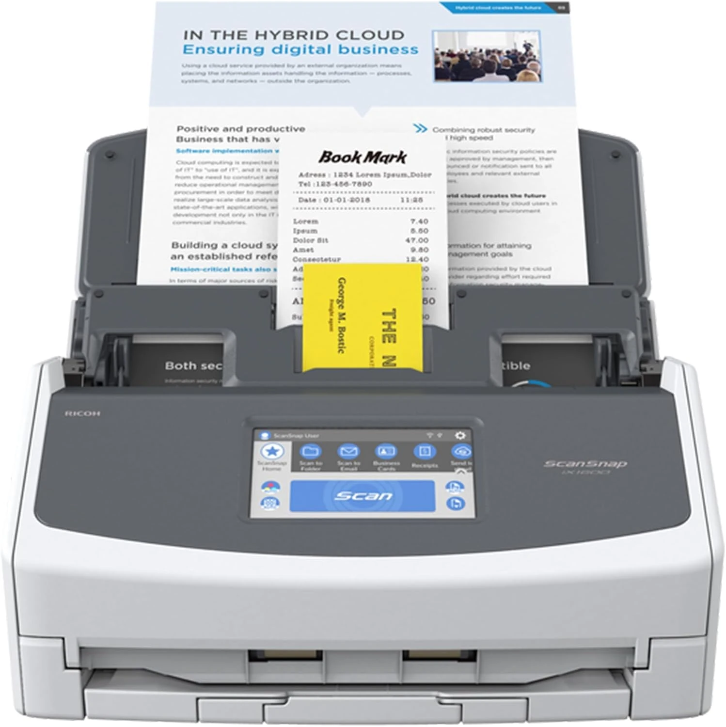 ScanSnap iX1600 White Document Scanner - Desktop, Double Sided with WiFi, Touchscreen, USB 3.2, ADF, Standard Sizes : A4, A5, A6, B5, B6, Business Card, Post Card, Letter, Legal and Custom Sizes
