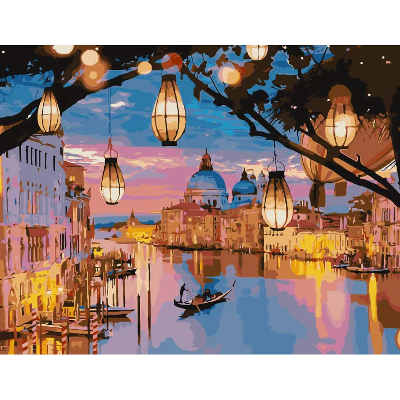 Paint by Numbers, Night Venice Paint by Numbers Kits for Adults Kids Beginners 40 x 50 cm Romantic City Light Adults Paint by Numbers with Paintbrushes DIY Painting for Home Decoration Without Frame