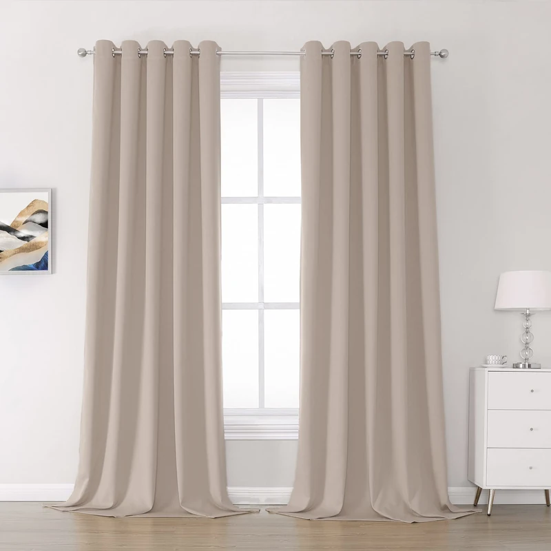 DUALIFE Light Coffee Color Curtains for Bedroom Light Brown Blackout Curtain Panels 120 Inch Thermal Insulated Room Darkening Solid Widow Drapes Grommet Top 60Wx120L 2 Panels Set