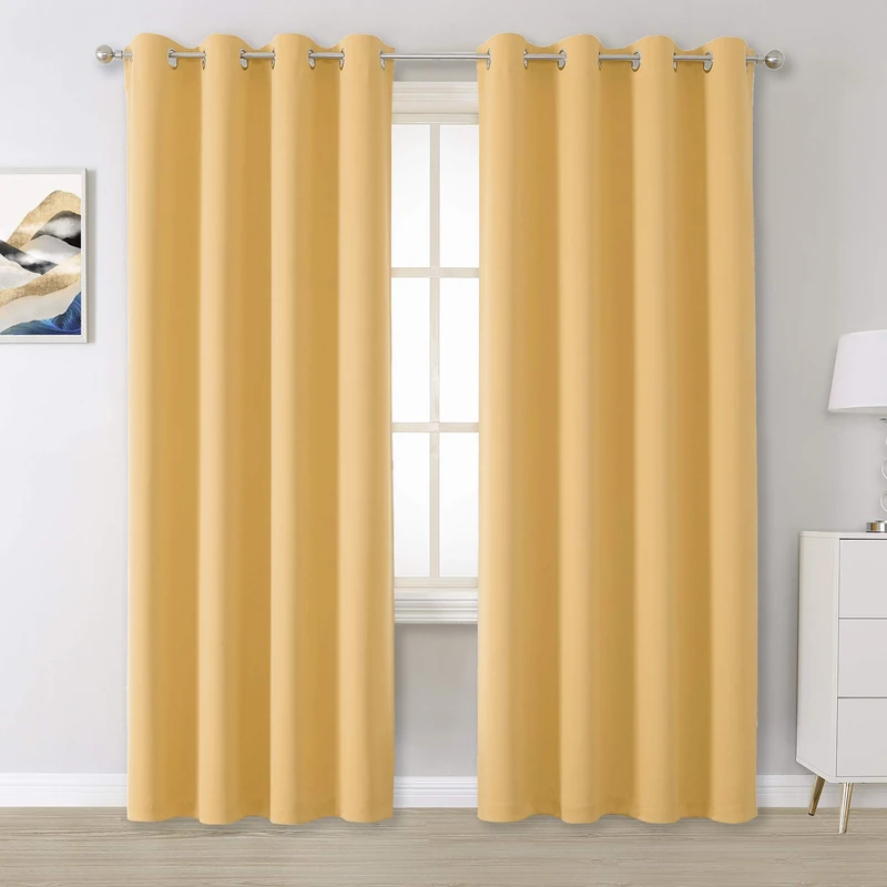 Desert mist Curtains 84 Inches Long Blackout Curtain Panels for Bedroom Room Darkening Solid Window Drapes for Living Room Thermal Insulated Grommet Top 52W x 84L,2 Panels
