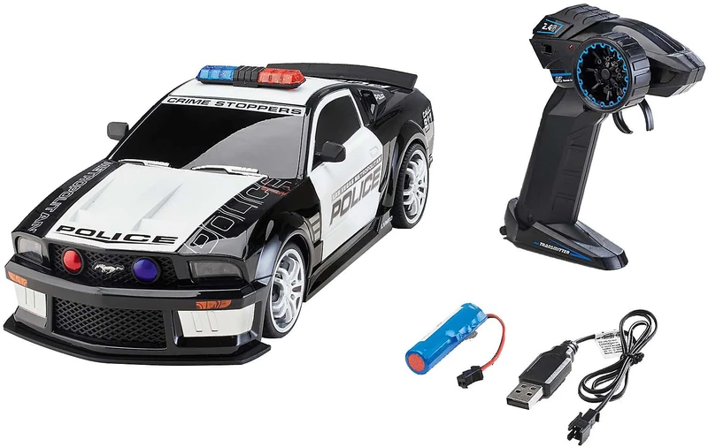 Revell 24665 RC Scale US Police Ford Mustang, GHz-Controller, Li-Ion-Battery, LED Lights, Siren, 33 cm Remote Controlled car, Black