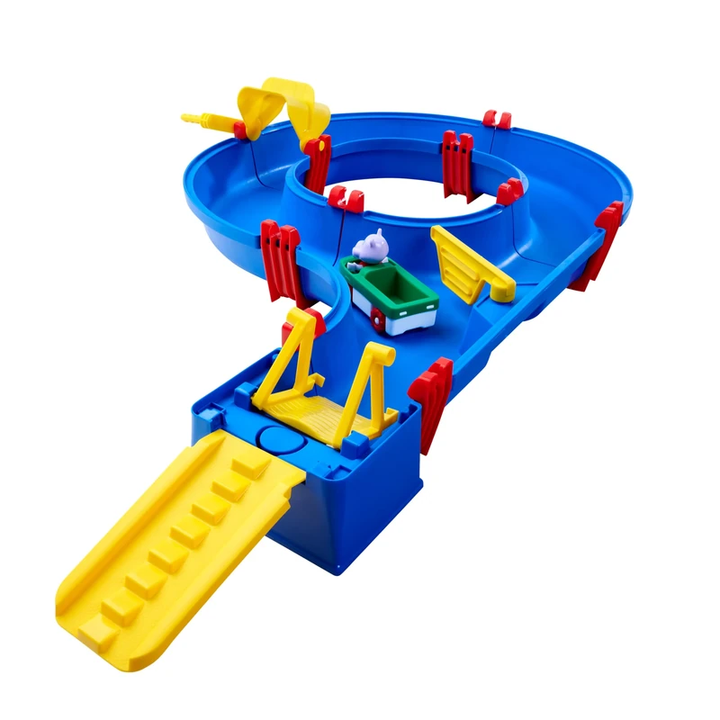 AquaPlay BIG Spielwarenfabrik AmphieSet - 88 x 50 x 13 cm Large Waterway, Ideal Beginner Model, Includes 1 x Wilma (Hippo) Toy Figure and 1 x Amphibian Vehicle, for Children from 3 Years, 8700001504