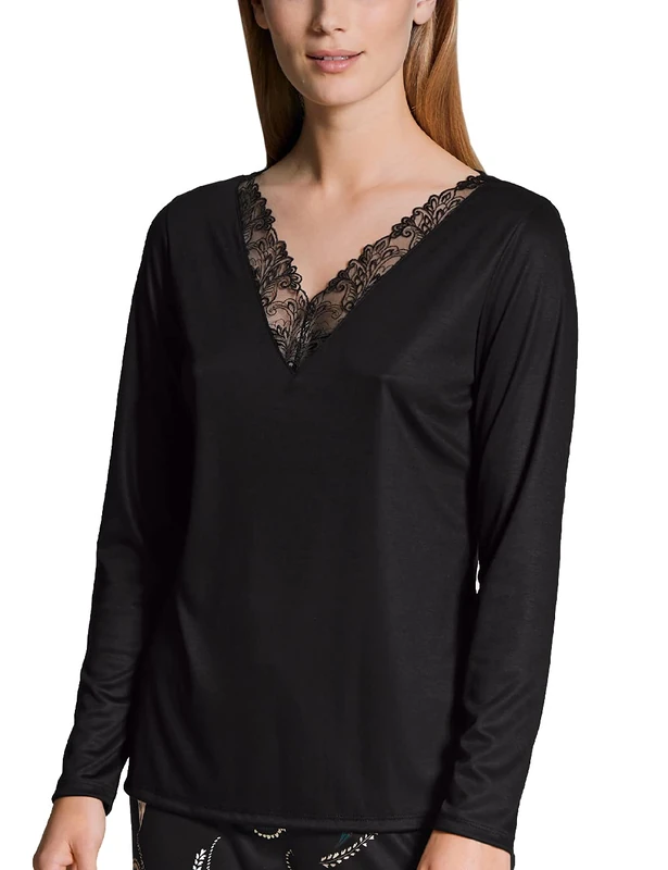 CALIDA Women's Favourites Seduction Top Long Sleeve Underwear, Opaque, Black, 10 UK/12 UK