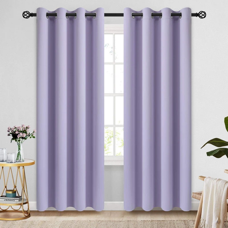 COSVIYA Grommet Room Darkening Curtains 84 inch Length 2 Panels,Thick Polyester Light Blocking Insulated Thermal Window Lilac Curtain Drapes for Bedroom/Living Room,52x84 inches