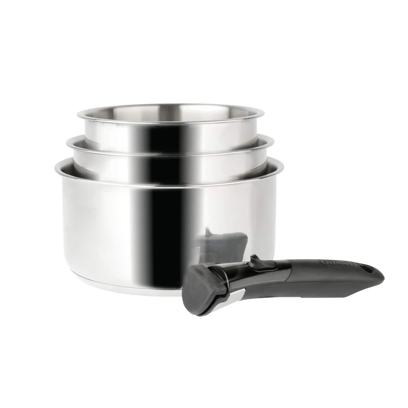 Sitram SitraM-713511 Set of 3 Saucepans 16 + 18 + 20 cm Removable Stainless Steel with Removable Handle for All Heat Sources Including Induction