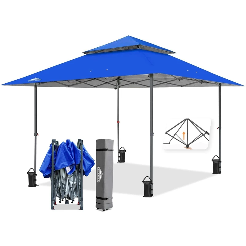EAGLE PEAK 4 x 4 m Outdoor Garden Gazebo with Vent, Double Roof Waterproof for Gazebo Recipe Tent (Blue)