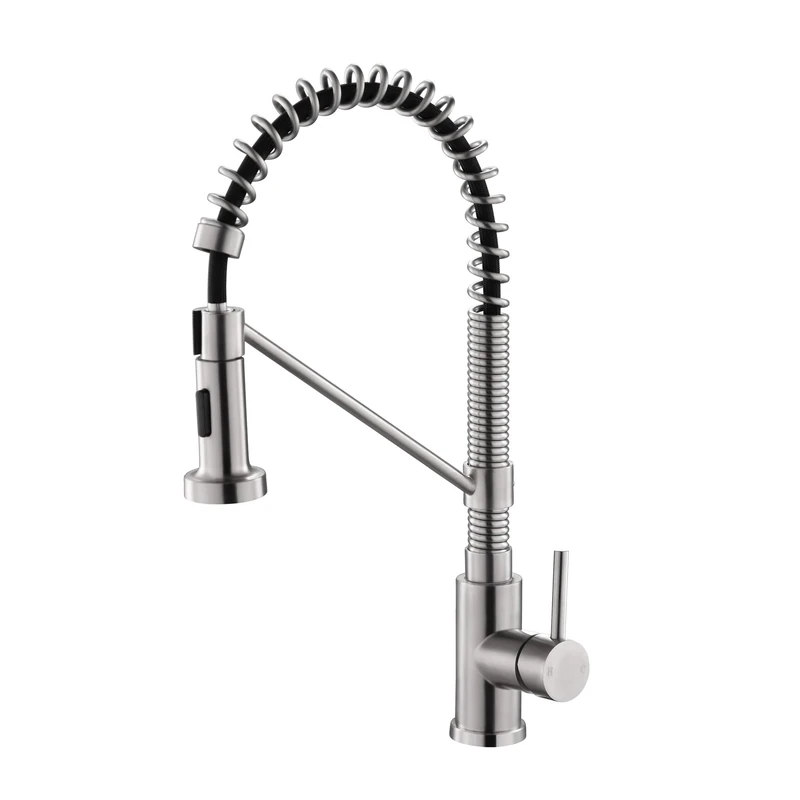 Eridanus Kitchen Taps, Touch Activated Kitchen Faucets in Updated Leak Proof Design, Low Lead Commercial Solid Brass Single Handle Single Lever Pull Down Sprayer Spring Kitchen Faucet, Brushed Nickel