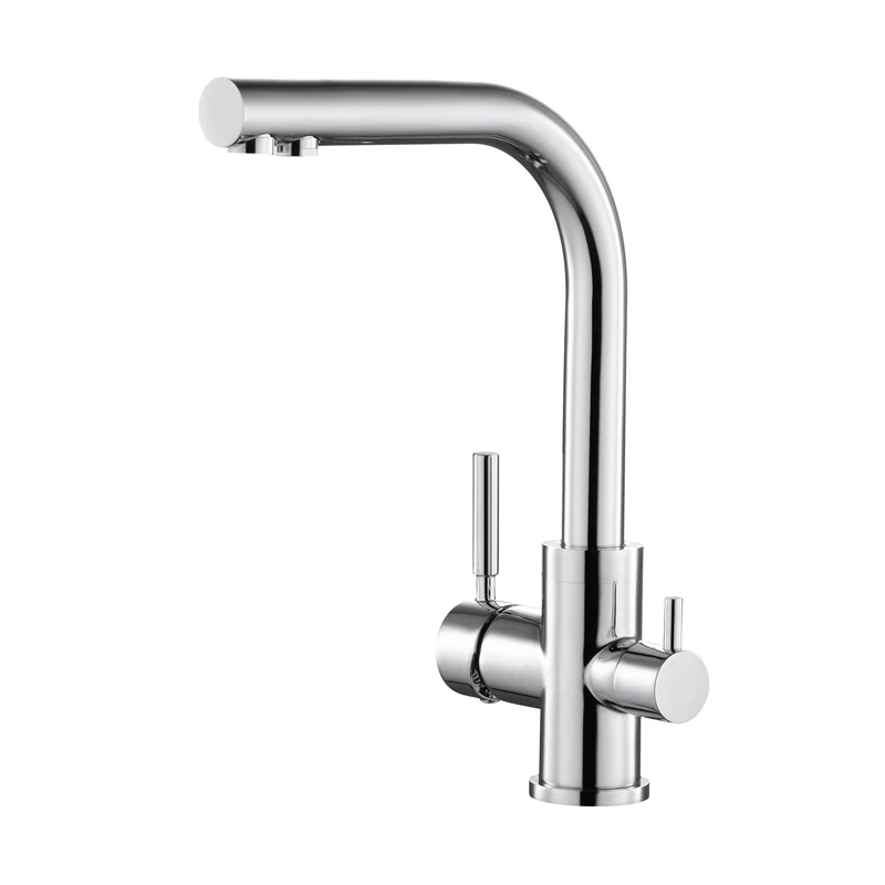 Eridanus Kitchen Taps Mixer, with Two Handles and Two Outlet Modes for Hot and Cold Water, 360 ° Rotating Commercial Modern Right Angle Kitchen Faucet for Farmhouse Camper Laundry Utility Rv Bar