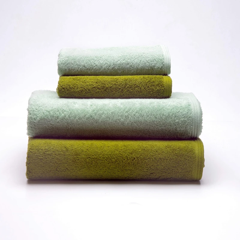 Sancarlos - Set of 4 Ocean Duo Hand Towels, 2 Sinks and 2 Bath, Powder Green and Green, 100% Cotton, 550 g/m²
