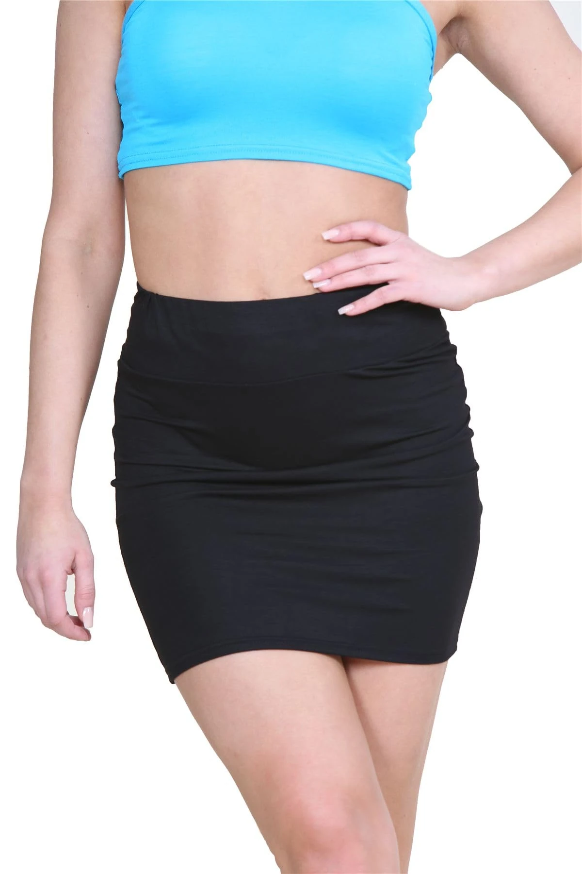 Hamishkane® Women's Elasticated Micro Skirt, Y2k High Waist Mini Skirt, Bodycon Plain Pencil Stretchy Sexy Skirt, Skirt for Women UK Black