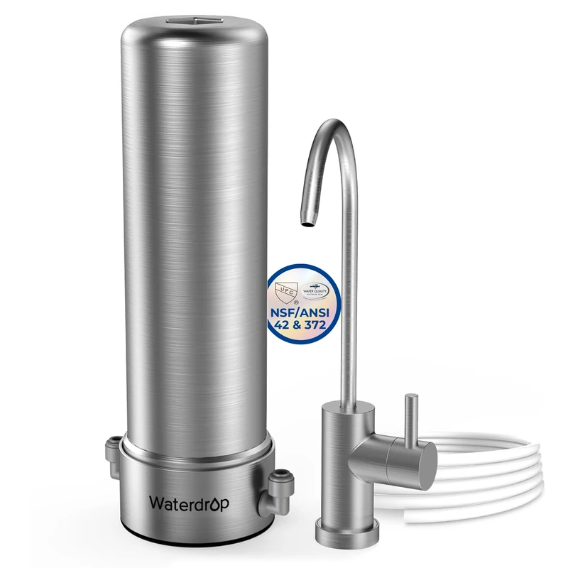 Waterdrop AS13 Under Sink Water Filter, No Drilling Required, Reduce PFAS, PFOA/PFOS, 6 Stage Stainless Steel Filter, 16000 Gallon Capacity, 2.0 gpm Flow Rate