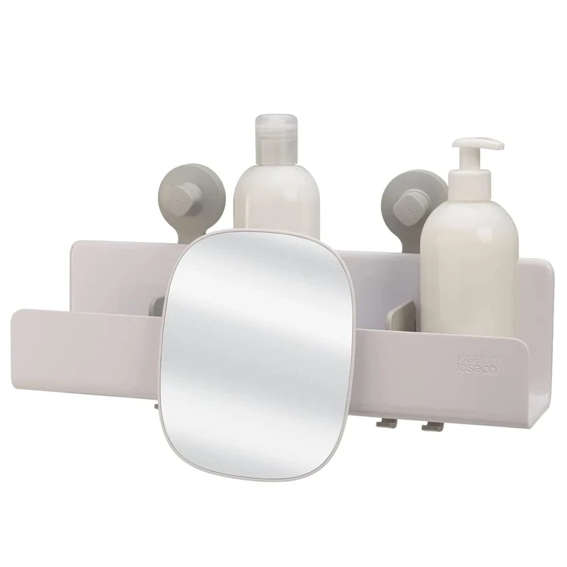 Joseph Joseph EasyStore Self-Draining Large shower shelf with removable mirror - White, 4
