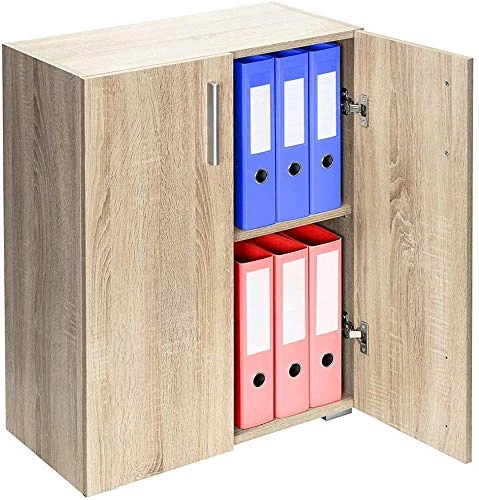 BAKAJI Sideboard Cabinet with Double Doors and 2 Internal Shelves Sideboard Cabinet Multi-purpose Kitchen Bathroom Office Modern Design MDF Wood Size 77 x 31 x 60 cm (Oak)