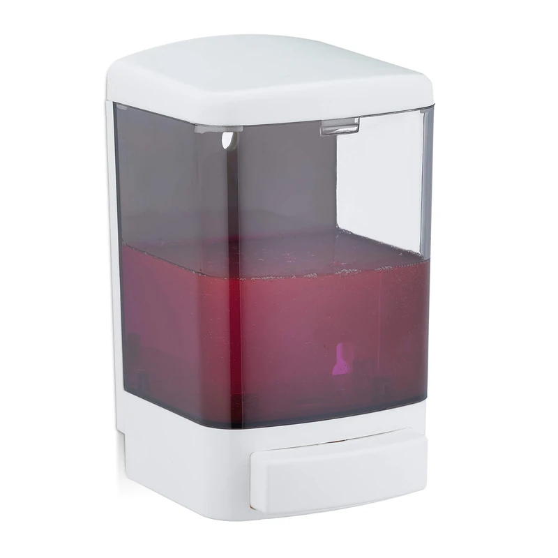 Relaxdays Soap Dispenser, 1000 ml Volume, Easy to Refill, Bathroom & Kitchen Dispenser, Wall-Mount, Plastic, White/Black