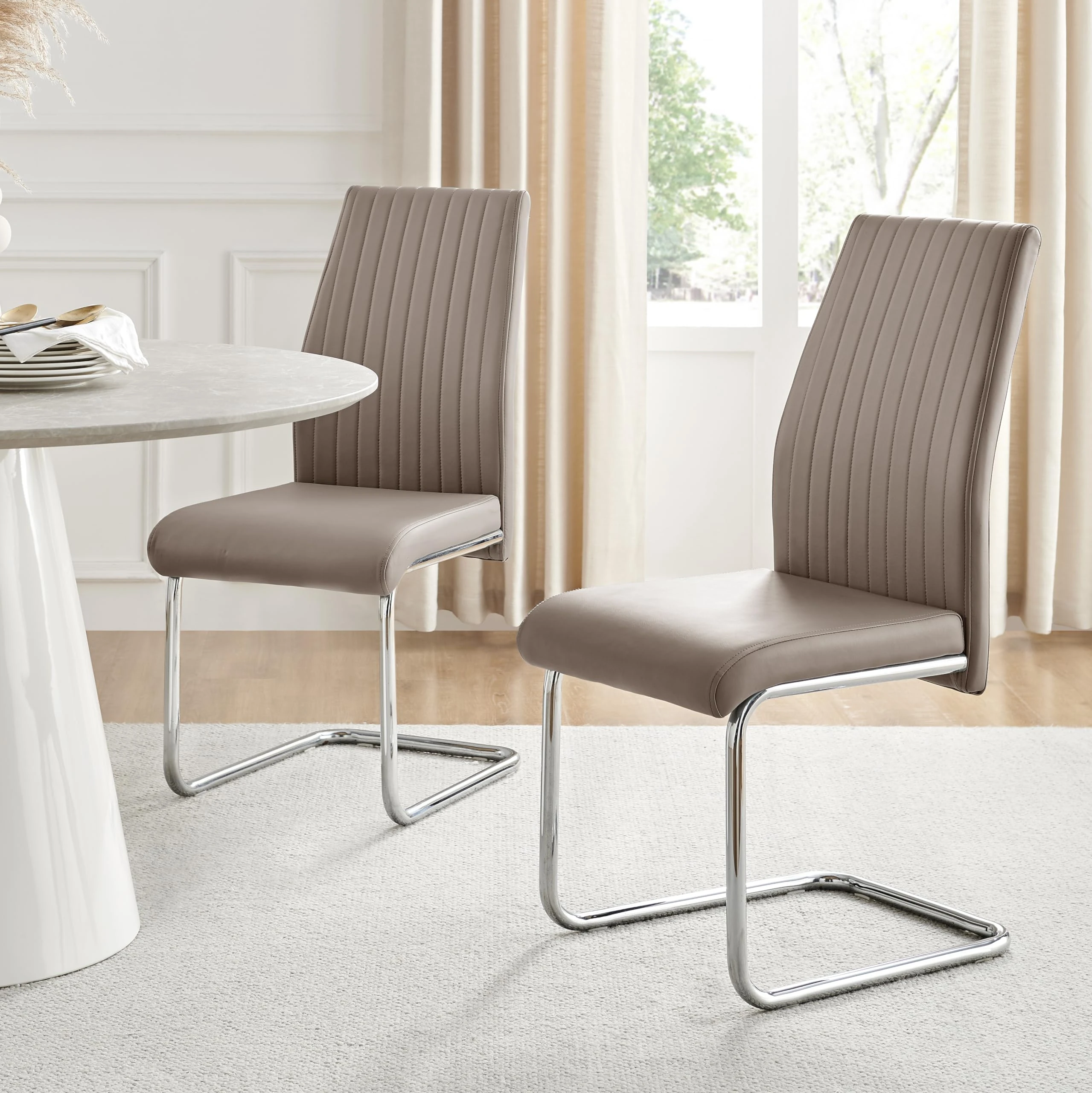 Furniturebox UK Cappuccino Dining Chairs Set of 2 Lorenzo for Dining Room Set of 2 Premium Kitchen Modern & Stylish Cappuccino Chairs (2x Cappuccino)