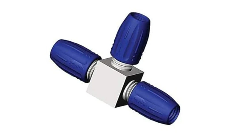 Diba Omnifit Standard Valve for 1 to 4 mm OD Tubing, 3-way, tee, single key, 1/ea