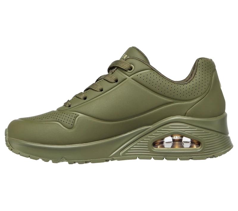 Skechers Women's Uno Stand on Air Sneaker, Olive Durabuck, 4.5 UK