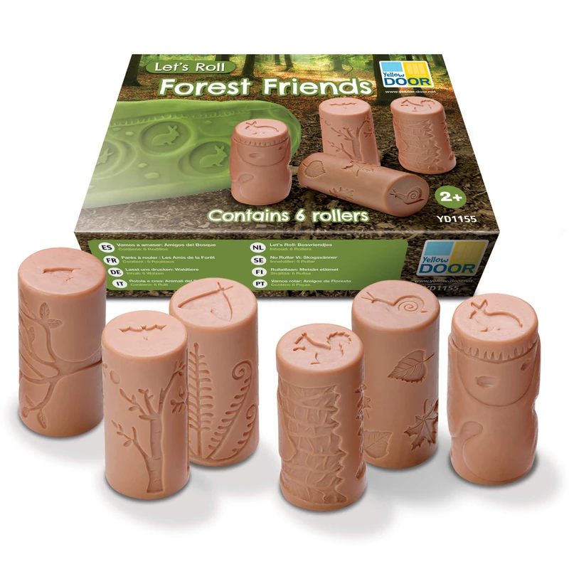 Yellow Door Let’s Roll Forest Friends | Set of Six Woodland Animal Playdough Rollers | Early Educational Toy for kids age 2 3 4 5 | Fine Motor Skills | Stamp and Roll in dough | Durable Outdoor Toys - Image 1