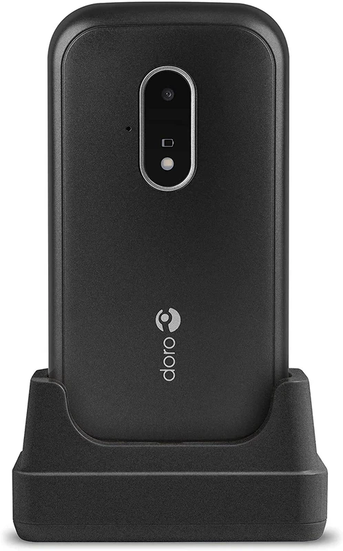 Doro 7030 Unlocked Dual SIM 4G Easy-to-Use Clamshell Mobile Phone for Seniors with WhatsApp, Facebook, GPS Location and Cradle Included (Black) [UK and Irish Version]