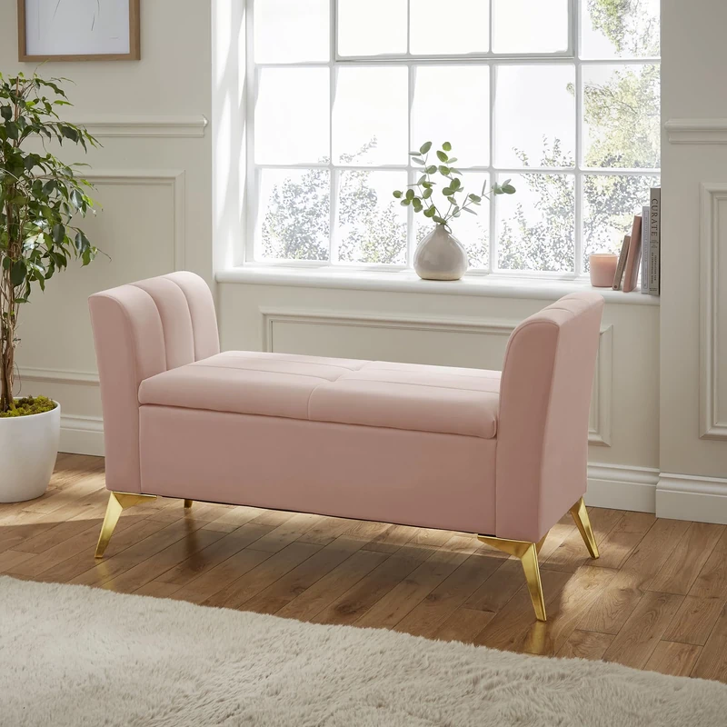 GFW Pettine Ottoman Storage Bench Blush Pink