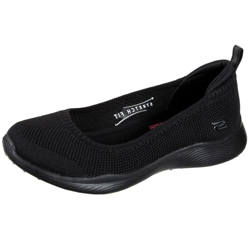 Skechers Women's Microburst 2.0 Be Iconic Trainers, Black Stretch Fit Knit Skimmmer, 7 UK Wide