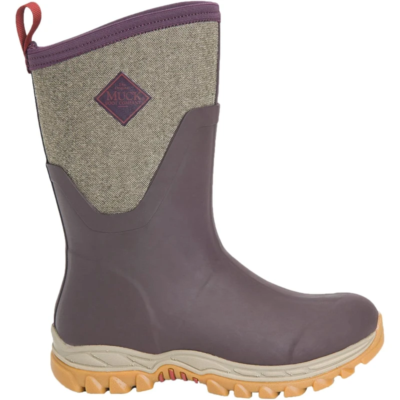 Muck Boots Women's Arctic Sport Mid Fleece Lined Waterproof Pull on Boot, Wine, 8