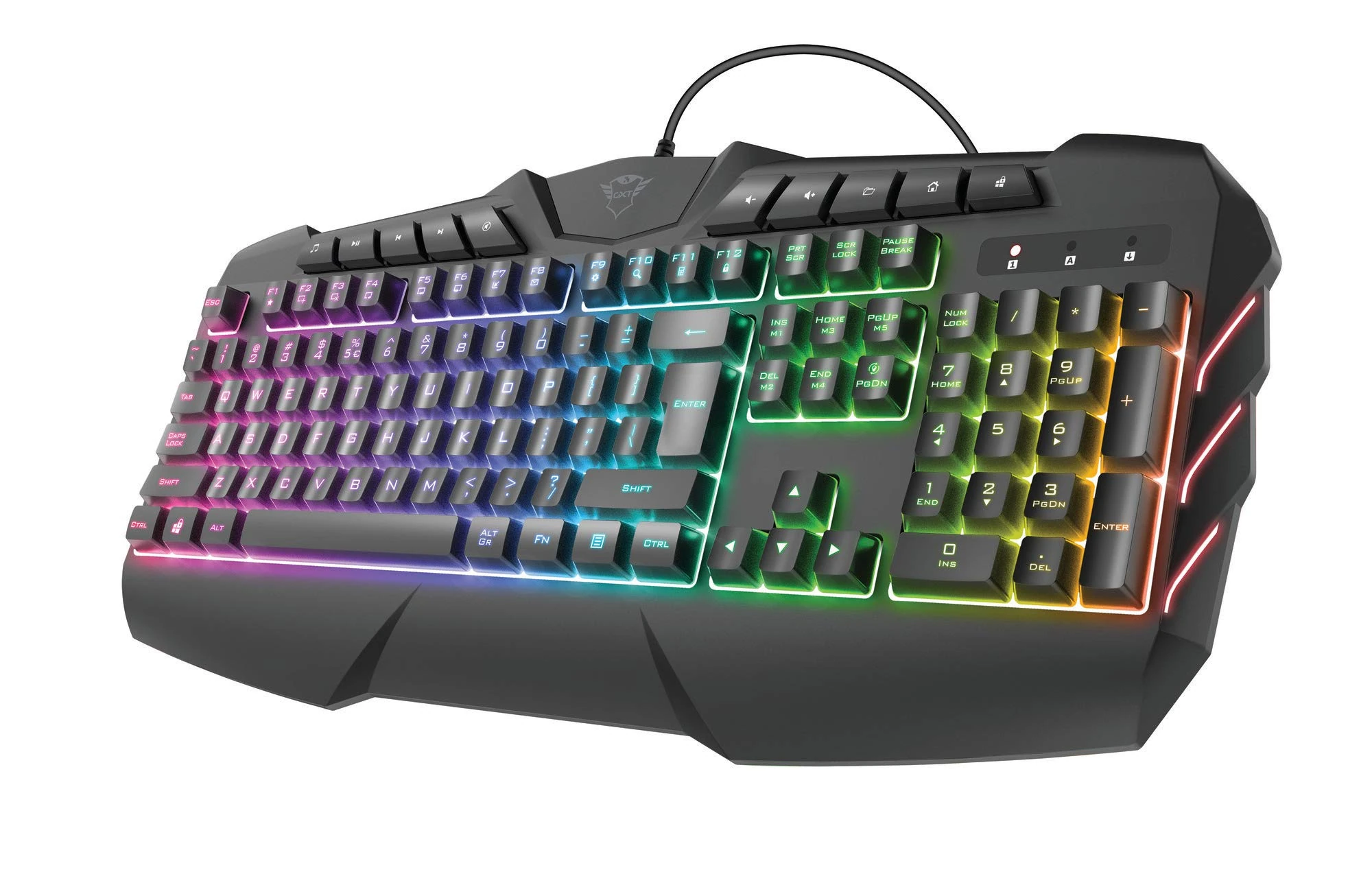 Trust Gaming 23916 Semi Mechanical Gaming Keyboard with UK Layout GXT 881 ODYSS - Multicolour LED illumination, Advanced Anti-Ghosting, 10 Direct Access Keys, PC/Laptop