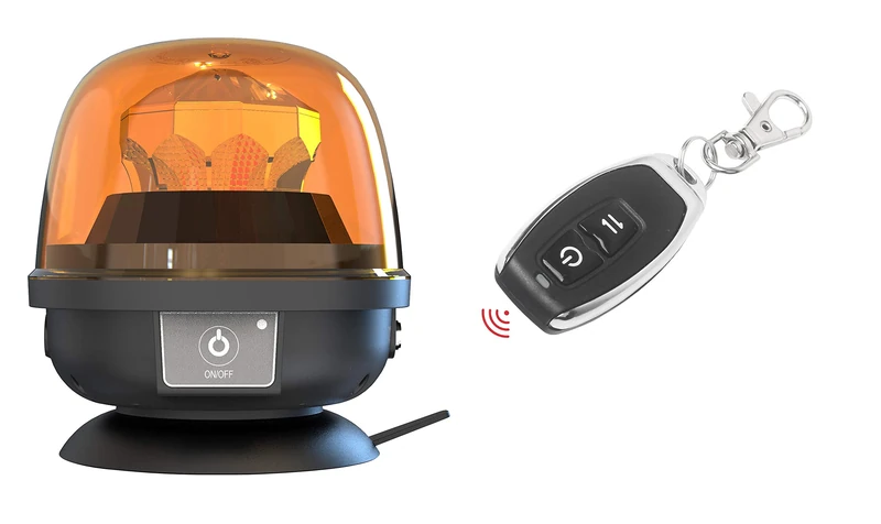 Ryme Automotive Rotary LED R65 28W Li-ion Battery Includes Remote Control Rechargeable Battery Autonomous Emergency Amber Magnetic