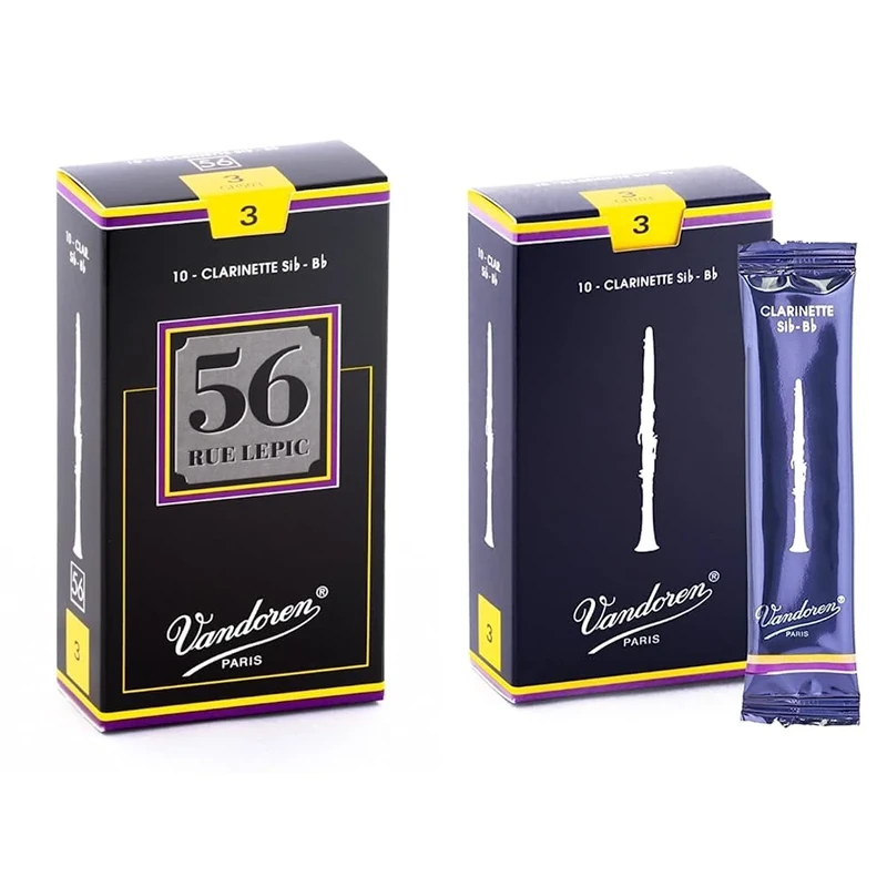 Vandoren Rue Lepic Bb Clarinet Reeds - Box of 10 - Strength 3 & CR103 Traditional Bb Clarinet Reeds (Strength 3) (Pack of 10)