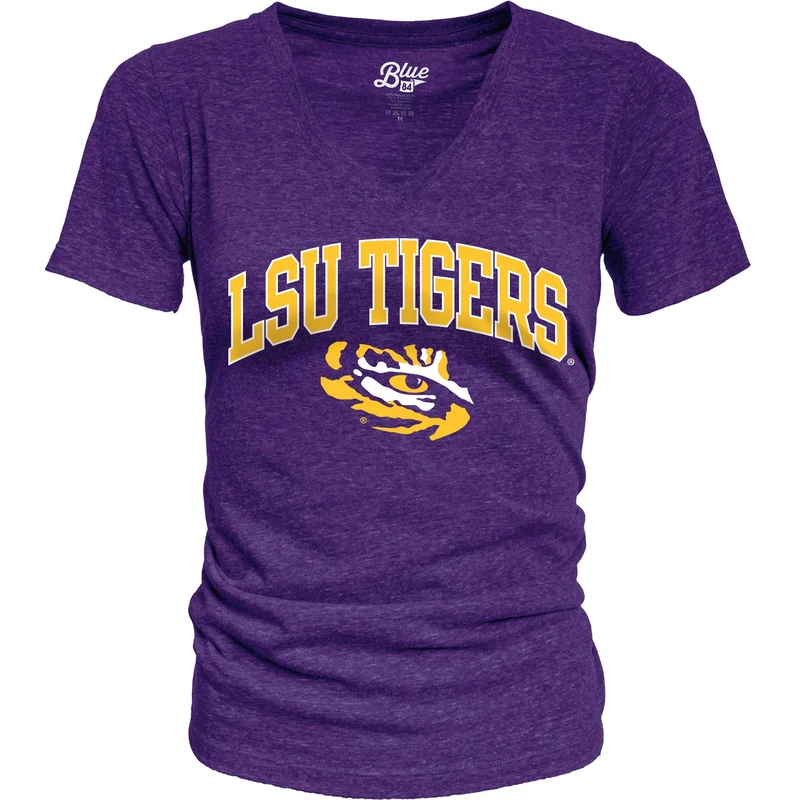 Blue 84 Women's Heathered Team Color Confetti T Shirt, LSU Tigers Purple, X-Large
