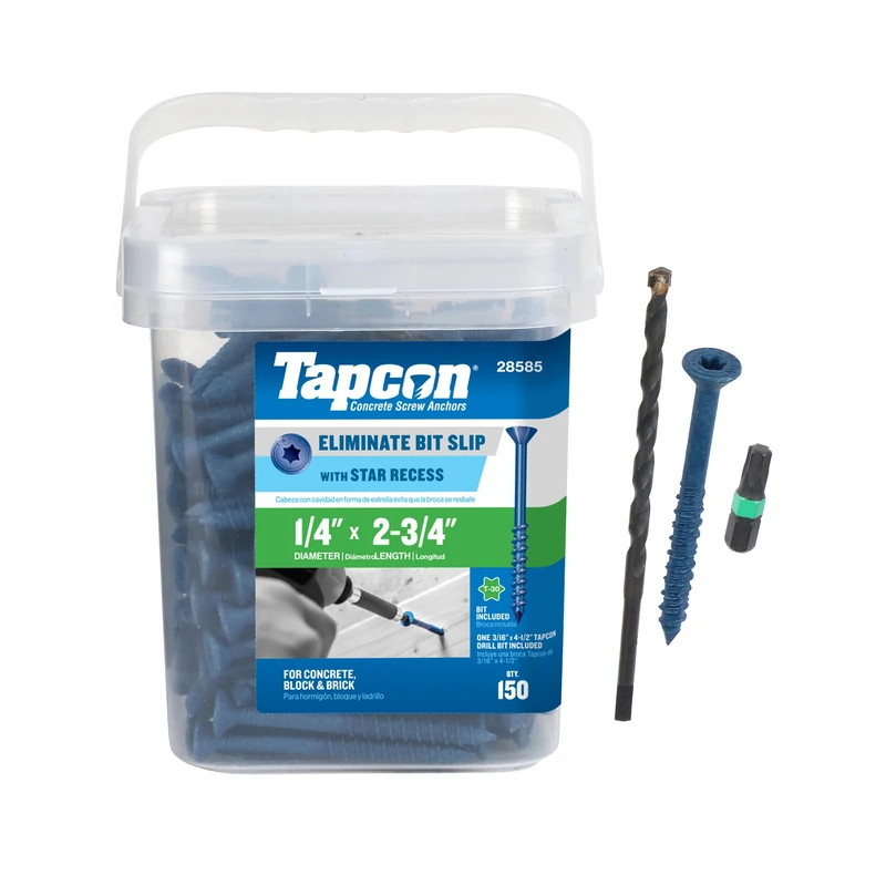 Tapcon 28585 1/4x2-3/4 Blue Star Drive Bugle Head Concrete Anchors 150/Box
