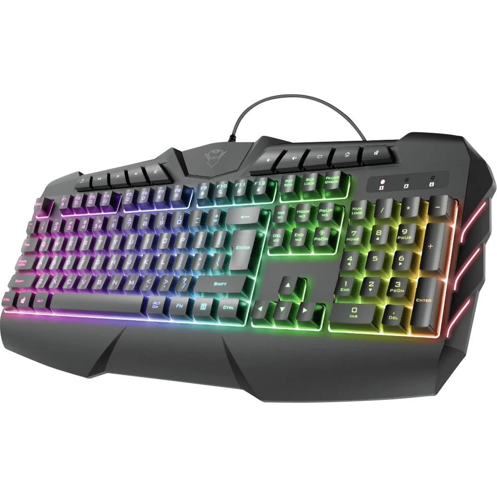Trust Gaming Semi-Mechanical LED Gaming Keyboard GXT 881 Odyss - Illuminated Keyboard with German QWERTZ Layout, 6 Different Light Modes, Anti-Ghosting, USB Plug & Play, PC/Laptop, Black