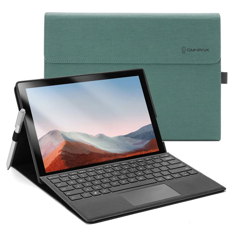 Omnpak Case for Microsoft Surface Pro 7 Plus /7/6 /5/4 with Stylus Holder, Multiple Angle Polyester Slim Lightweight Cover, Compatible with Type Cover Keyboard (Not Include Keyboard)