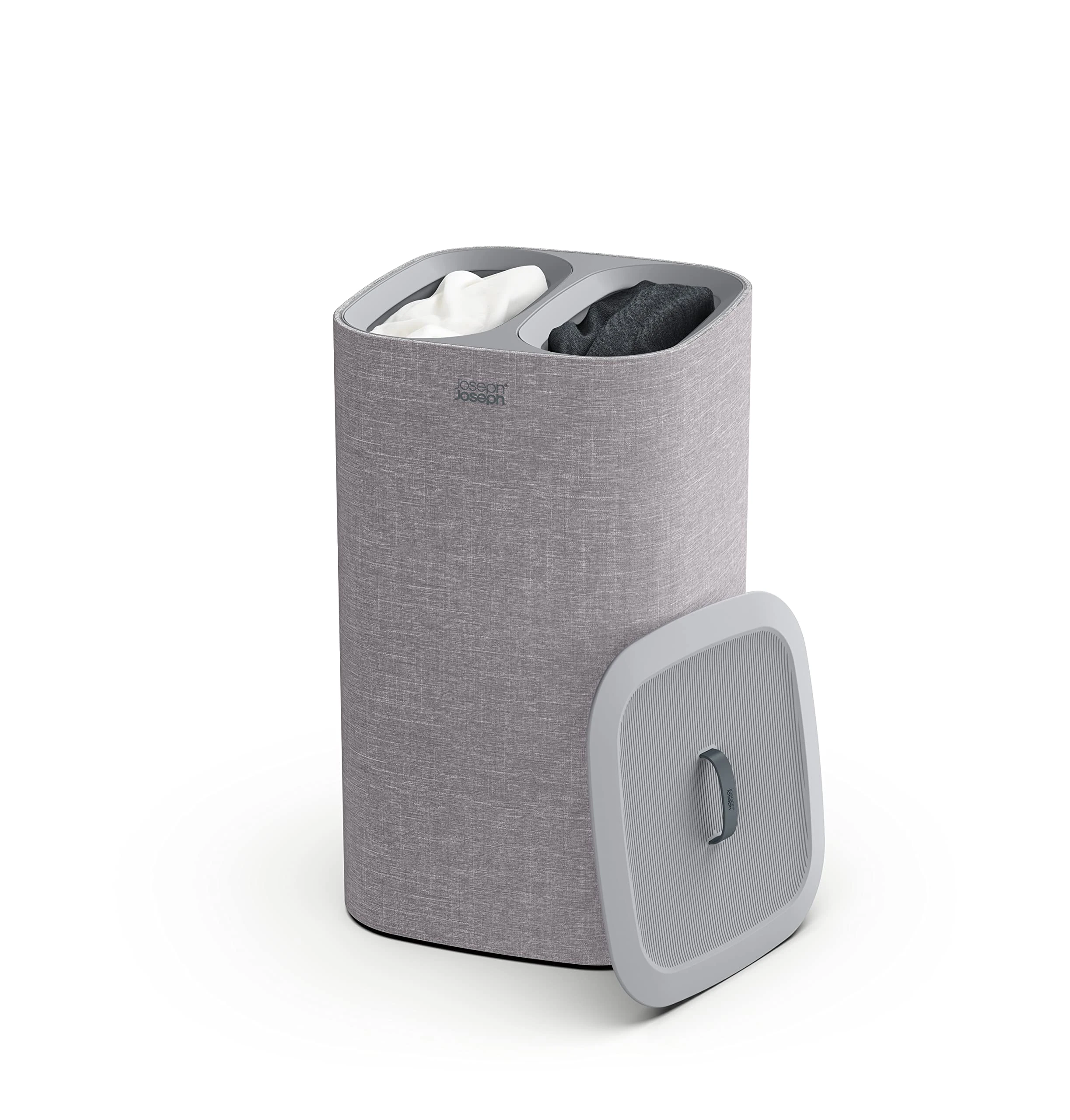 Joseph Joseph Tota 60-litre Laundry Separation Basket with lid, 2 Removable Washing Bags with Handles- Grey