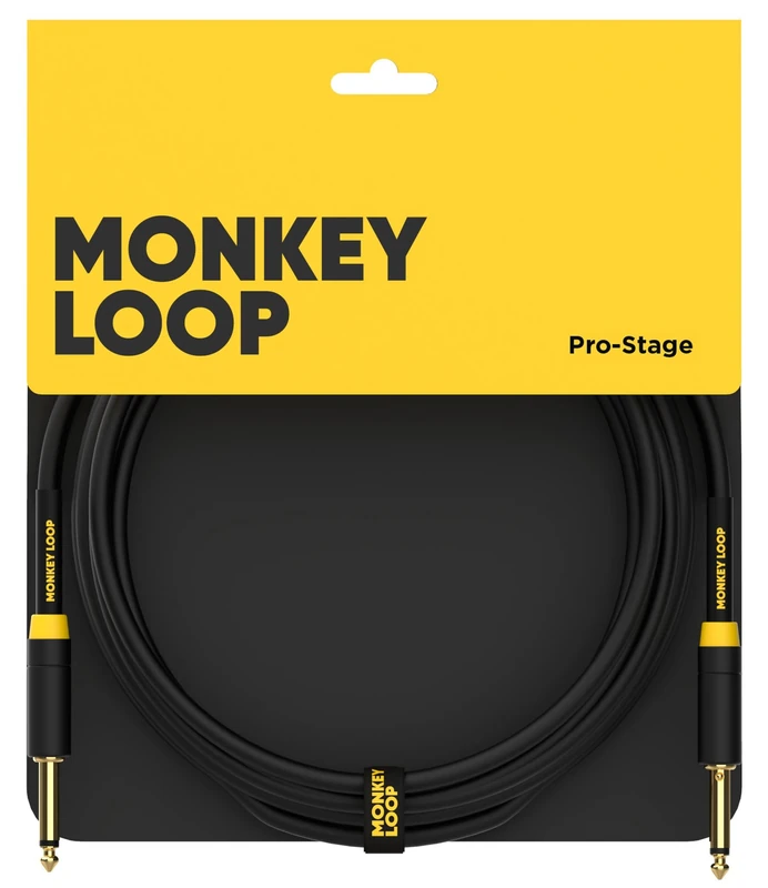Monkey Loop - Pro Stage Silent Cable - Mono Jack and Mono Jack Connectors - Length 3 m - Diameter 7 mm - Black - Jack Cable with Low Noise Design - Guitar Accessories